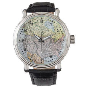 RELOJ DE PULSERA MAPA: NORTEAMÉRICA, 1890