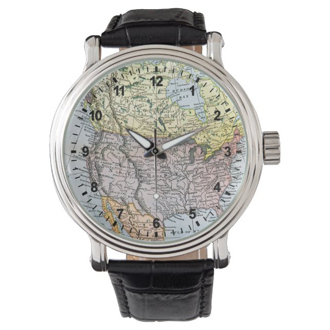 RELOJ DE PULSERA MAPA: NORTEAMÉRICA, 1890 (Anverso)