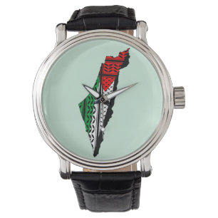 Reloj De Pulsera Mapa palestino con bandera y patrón de Keffiyeg