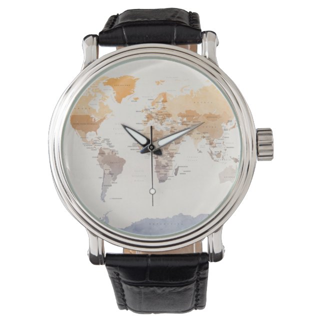 Reloj De Pulsera Mapa político de las acuarelas del mundo (Anverso)