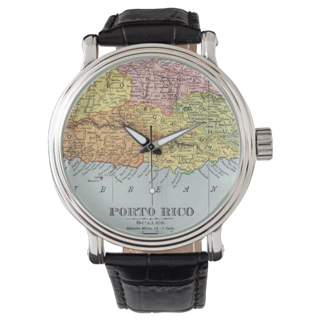 RELOJ DE PULSERA MAPA: PUERTO RICO, 1900 (Anverso)