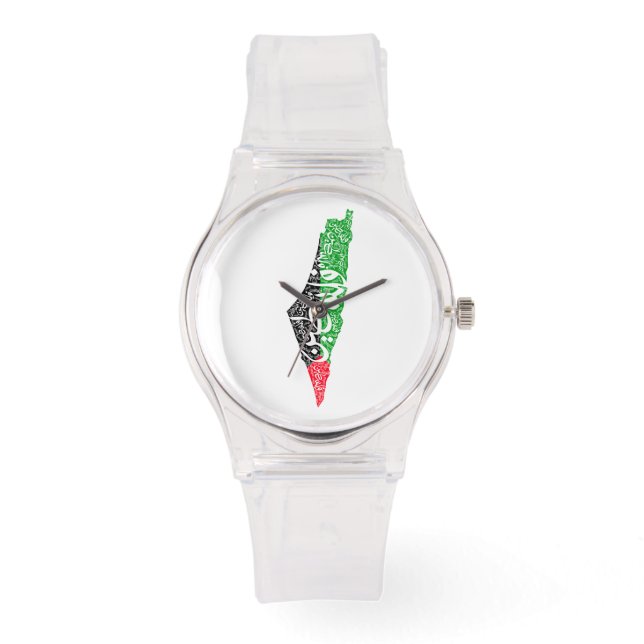 Reloj De Pulsera Mapa y bandera de Palestina libre ف ن س ط (Anverso)