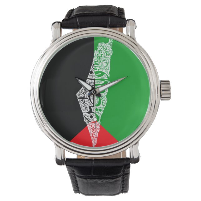 Reloj De Pulsera Mapa y bandera de Palestina libre ف ن س ط (Anverso)