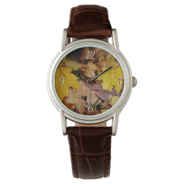 Reloj De Pulsera Maple caído deja naturaleza otoño amarilla (Anverso)