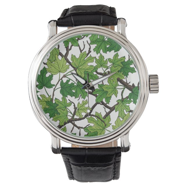 Reloj De Pulsera Maple leaves on white (Anverso)