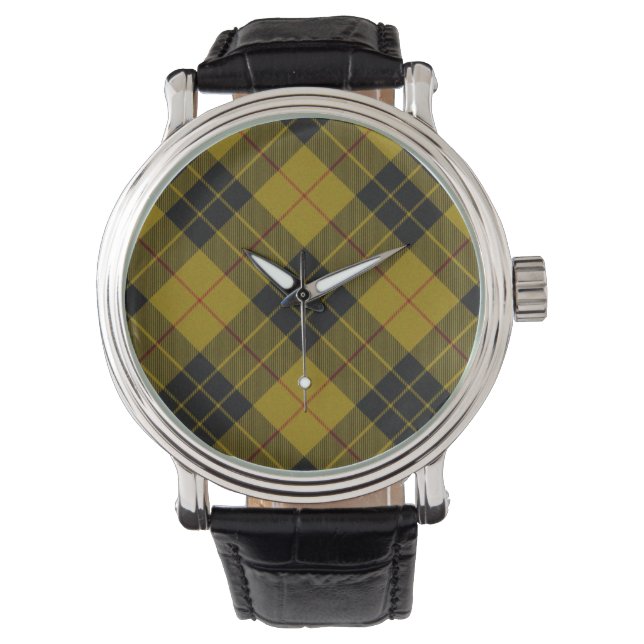 Reloj De Pulsera Maquillaje tartán amarillo chapa (Anverso)