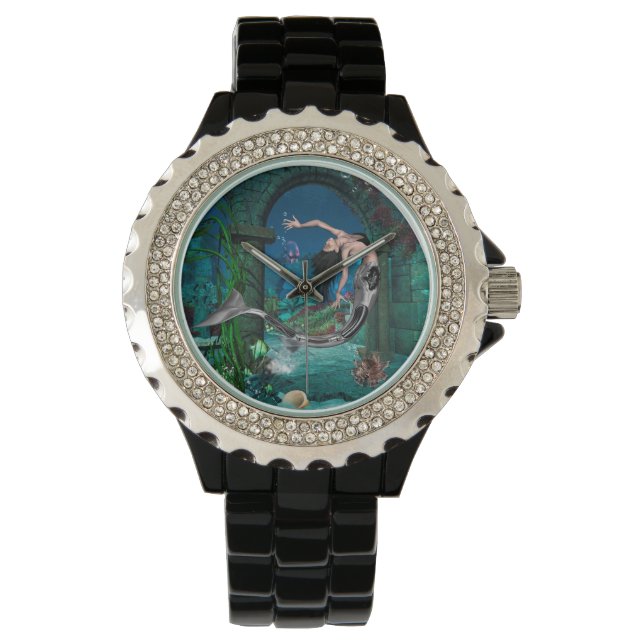Reloj De Pulsera Maravillosa sirena con peces de fantasía (Anverso)