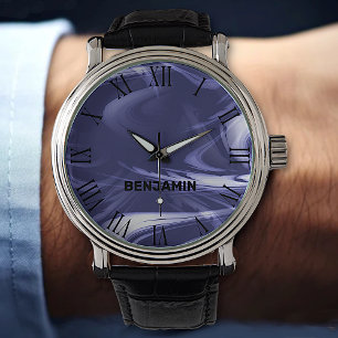 Reloj De Pulsera Marble azul oscuro Guay Marble Pattern Custom Nomb