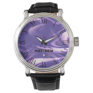 Reloj De Pulsera Marble morado Guay Marble Pattern Nombre personali