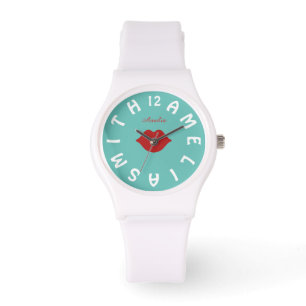 Reloj De Pulsera Marca de carta blanca personalizada y labios rojos