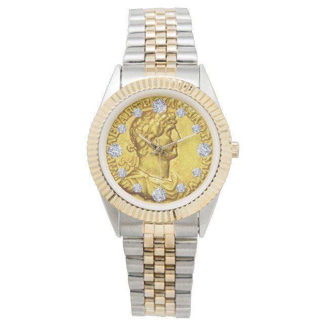 Reloj De Pulsera Marca de diamante Gold Caesar Antigüedades Moneda (Anverso)