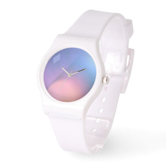 Reloj De Pulsera Marcado blanco de silicona rosa azul
