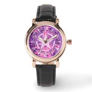 Reloj De Pulsera Marcado de camuflaje digital Girly Hot Pink