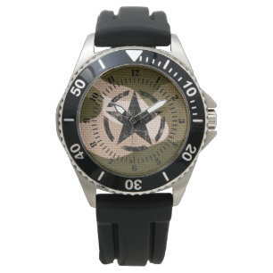 Reloj De Pulsera Marcado de desventaja de Star Stencil en el camufl