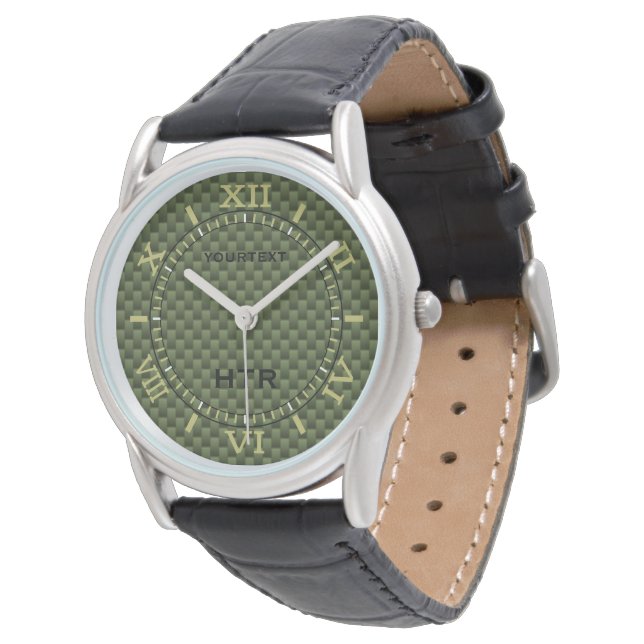 Reloj De Pulsera Marcado de fibra de carbono verde oliva personaliz (Angular)