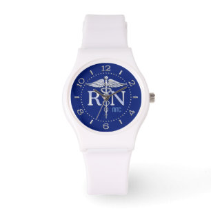 Reloj De Pulsera Marcado de Monograma Azul de la Marina RN