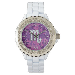 Reloj De Pulsera Marcado digital de camo de Scorpio Zodiac Fuchsia 