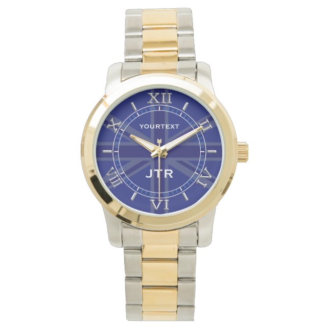 Reloj De Pulsera Marcado Jack de unión azul de la marina personaliz (Anverso)