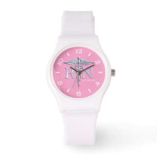 Reloj De Pulsera Marcado rosa de Caducto de Enfermera Plata Persona