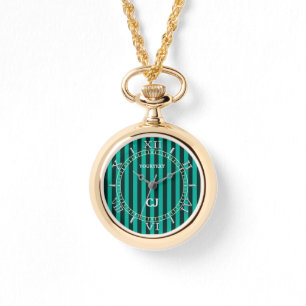 Reloj De Pulsera Marcado vertical de franjas turquesa personalizado