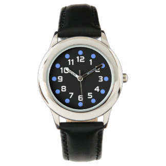 Reloj De Pulsera Marcadores de punto - Azul bebé y blanco sobre neg
