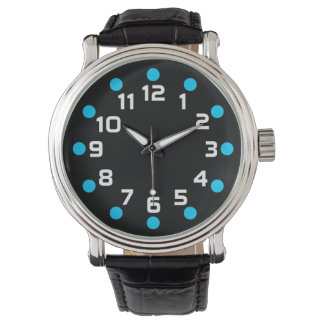 Reloj De Pulsera Marcadores de punto - Azul cielo y blanco sobre ne