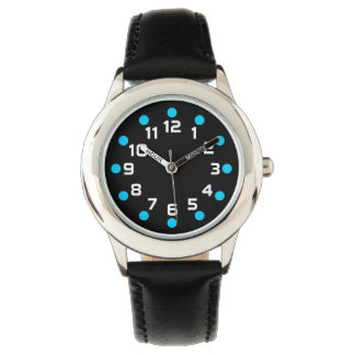 Reloj De Pulsera Marcadores de punto - Azul cielo y blanco sobre ne