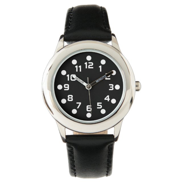 Reloj De Pulsera Marcadores de punto - Blanco sobre negro (Anverso)