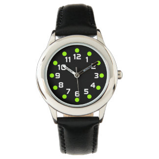 Reloj De Pulsera Marcadores de punto - Chartreuse y blanco sobre ne