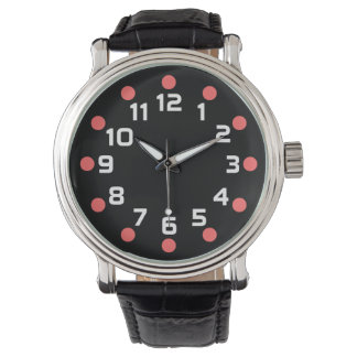 Reloj De Pulsera Marcadores de punto - Rosa y blanco tropical sobre