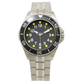 Reloj De Pulsera Marcadores puntuales - Amarillo y blanco en negro