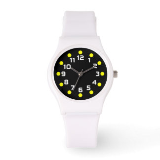 Reloj De Pulsera Marcadores puntuales - Amarillo y blanco en negro