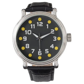Reloj De Pulsera Marcadores puntuales - Ámbar y blanco en negro