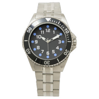 Reloj De Pulsera Marcadores puntuales - azul y blanco bebé en negro