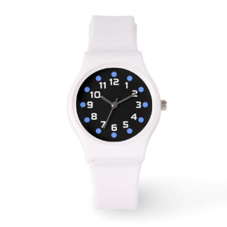 Reloj De Pulsera Marcadores puntuales - azul y blanco bebé en negro