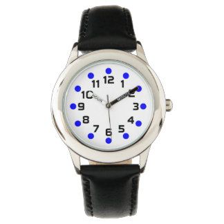 Reloj De Pulsera Marcadores puntuales - azul y negro en blanco