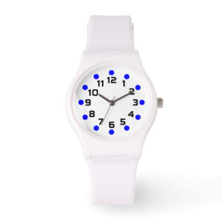 Reloj De Pulsera Marcadores puntuales - azul y negro en blanco