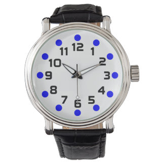 Reloj De Pulsera Marcadores puntuales - azul y negro en blanco