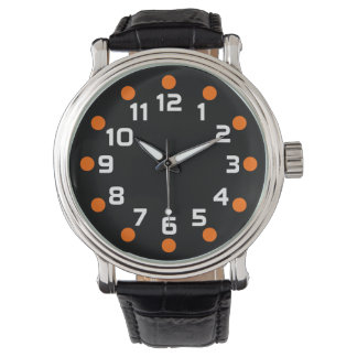 Reloj De Pulsera Marcadores puntuales - Naranja y blanco en negro