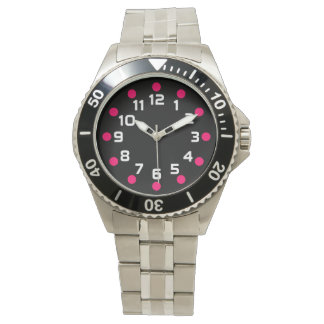 Reloj De Pulsera Marcadores puntuales - Neon Red and White sobre ne