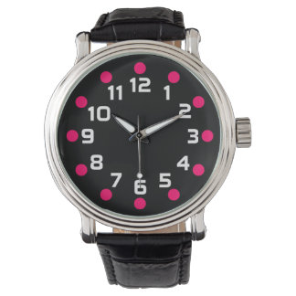 Reloj De Pulsera Marcadores puntuales - Neon Red and White sobre ne