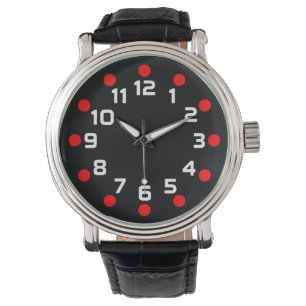Reloj De Pulsera Marcadores puntuales - Rojo y blanco en negro