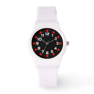 Reloj De Pulsera Marcadores puntuales - Rojo y blanco en negro