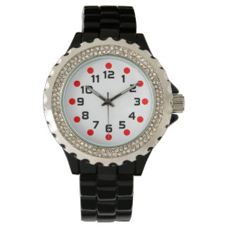 Reloj De Pulsera Marcadores puntuales - Rojo y Negro sobre blanco