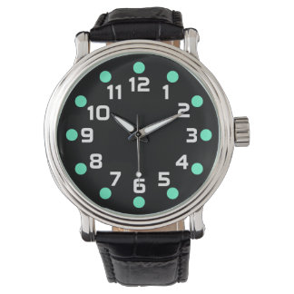Reloj De Pulsera Marcadores puntuales - turquesa y blanco en negro