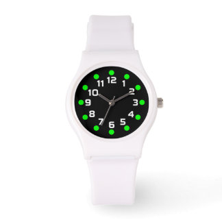 Reloj De Pulsera Marcadores puntuales - Verde y blanco sobre negro