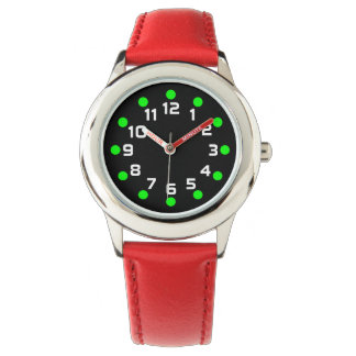 Reloj De Pulsera Marcadores puntuales - Verde y blanco sobre negro