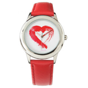 Reloj De Pulsera Marco de bisel del corazón rojo Heart Watch