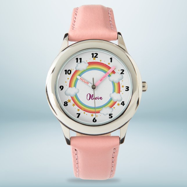 Reloj De Pulsera Marco de nombre de arcoíris para niñas (Subido por el creador)