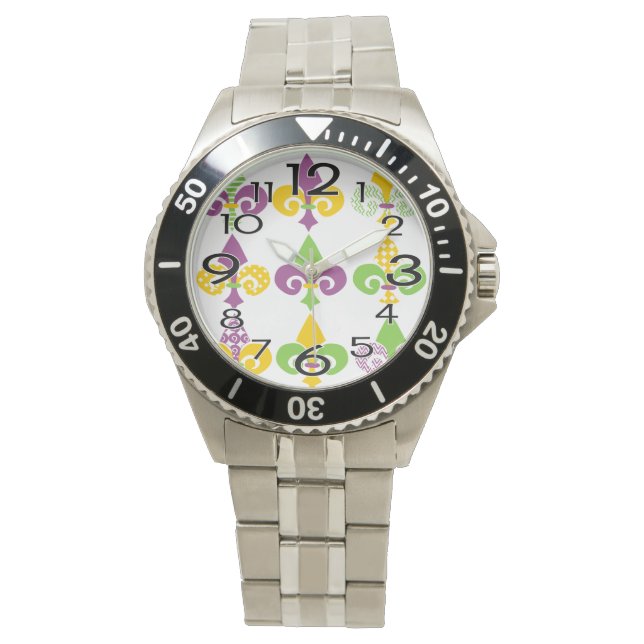 Reloj De Pulsera Mardi Gras Fleur de Lis (Anverso)
